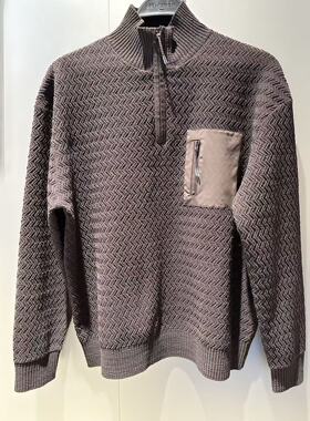 B2EBF4511 太平鸟男装2025年冬季新款半高领拉链针织套头毛衣外套