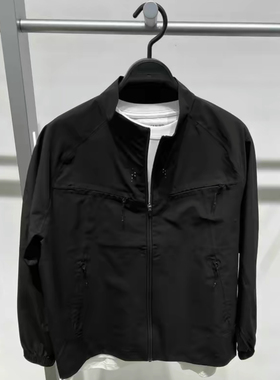 B2BCE3150 太平鸟男装2024秋季新款黑色休闲宽松立领夹克外套防风