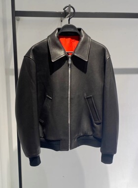 B1BDF4F08 太平鸟男装2025冬季新款阔型皮衣宽松休闲山羊皮外套潮