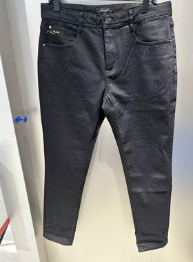 B1HAE410G 太平鸟男装冬季新款时尚黑色修身直筒拉链百搭牛仔裤潮