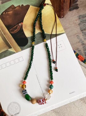 【宿命凡花】原创藏饰项链毛衣链多宝琉璃玛瑙白水晶蜜蜡绿松石