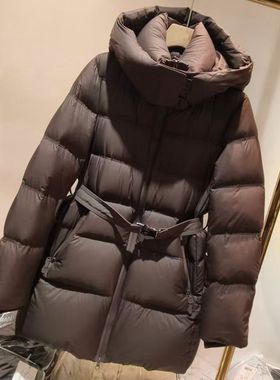 26052冬新款宽格连帽女装加厚90白鸭绒羽绒服外套时尚显瘦收腰