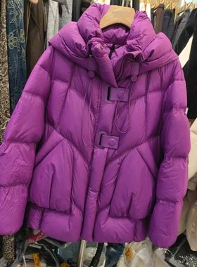 98110冬新款连帽女装加厚90白鸭绒羽绒服面包服外套保暖显瘦