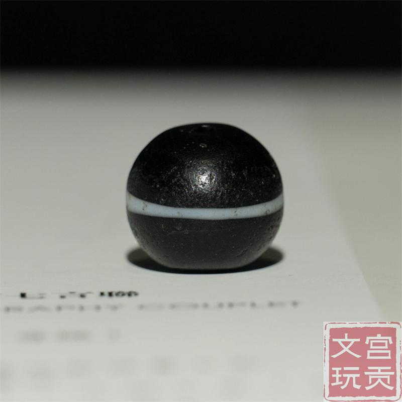 宫贡藏传文玩清代老玛瑙一线药师天珠