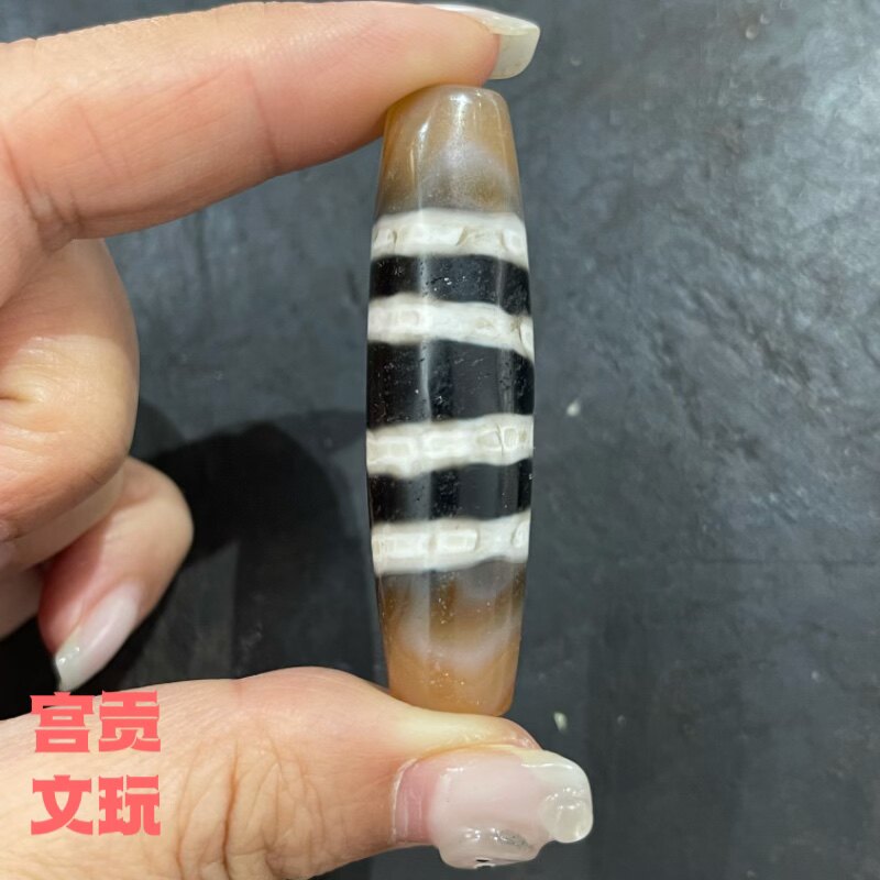 宫贡文玩藏传藏式七线天珠大尺寸项链配饰男女吊坠仅一枚