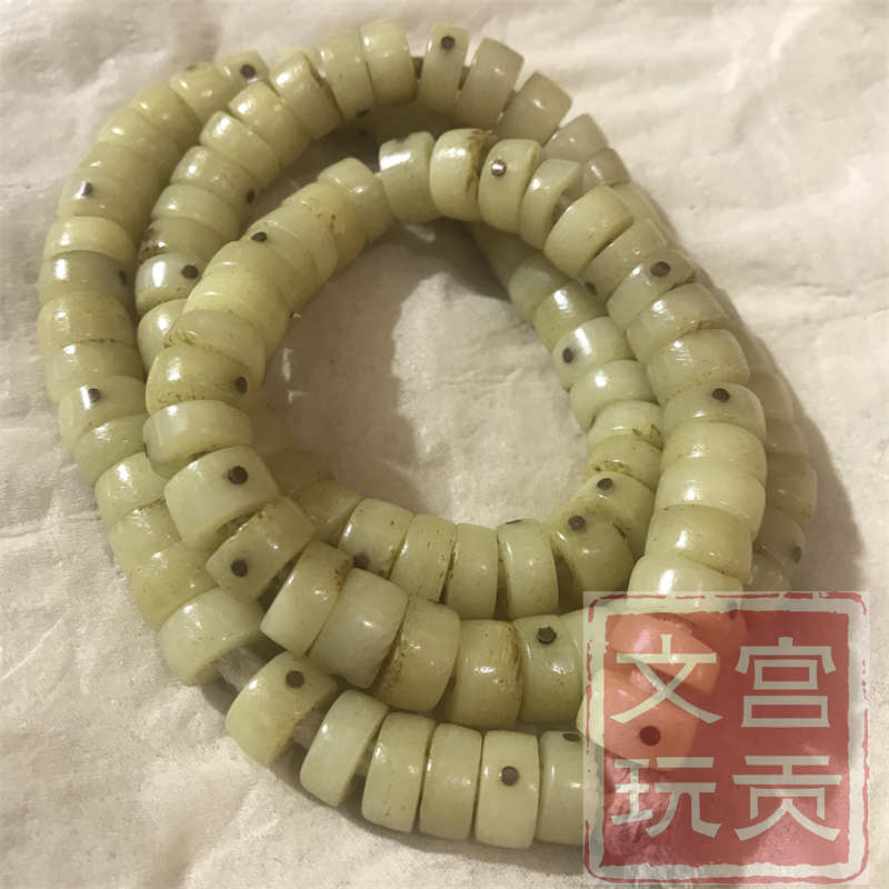 宫贡天然西藏牦牛骨108颗手串佛珠念珠镶嵌老型桶珠复古雕刻 特色手工艺 佛教工艺品 原图主图