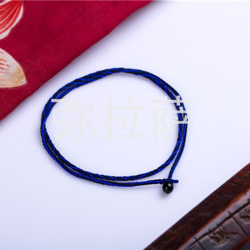 西藏祝福拉萨寺院结缘修行人纯手工编织九眼不灭金刚绳蓝黑细款