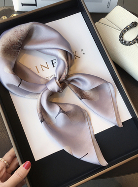 优雅银杏叶真丝丝巾100%桑蚕丝围巾装饰领巾杭州丝绸70cm方巾春秋