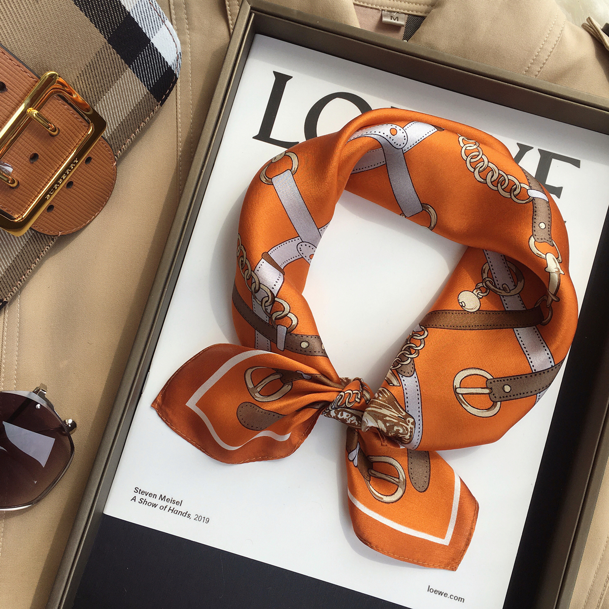 杭州丝绸春季韩版百搭锁链领巾