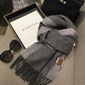 WOOL100%纯羊毛围巾双面拼色纯羊绒披肩两用冬季 保暖学生情侣围脖