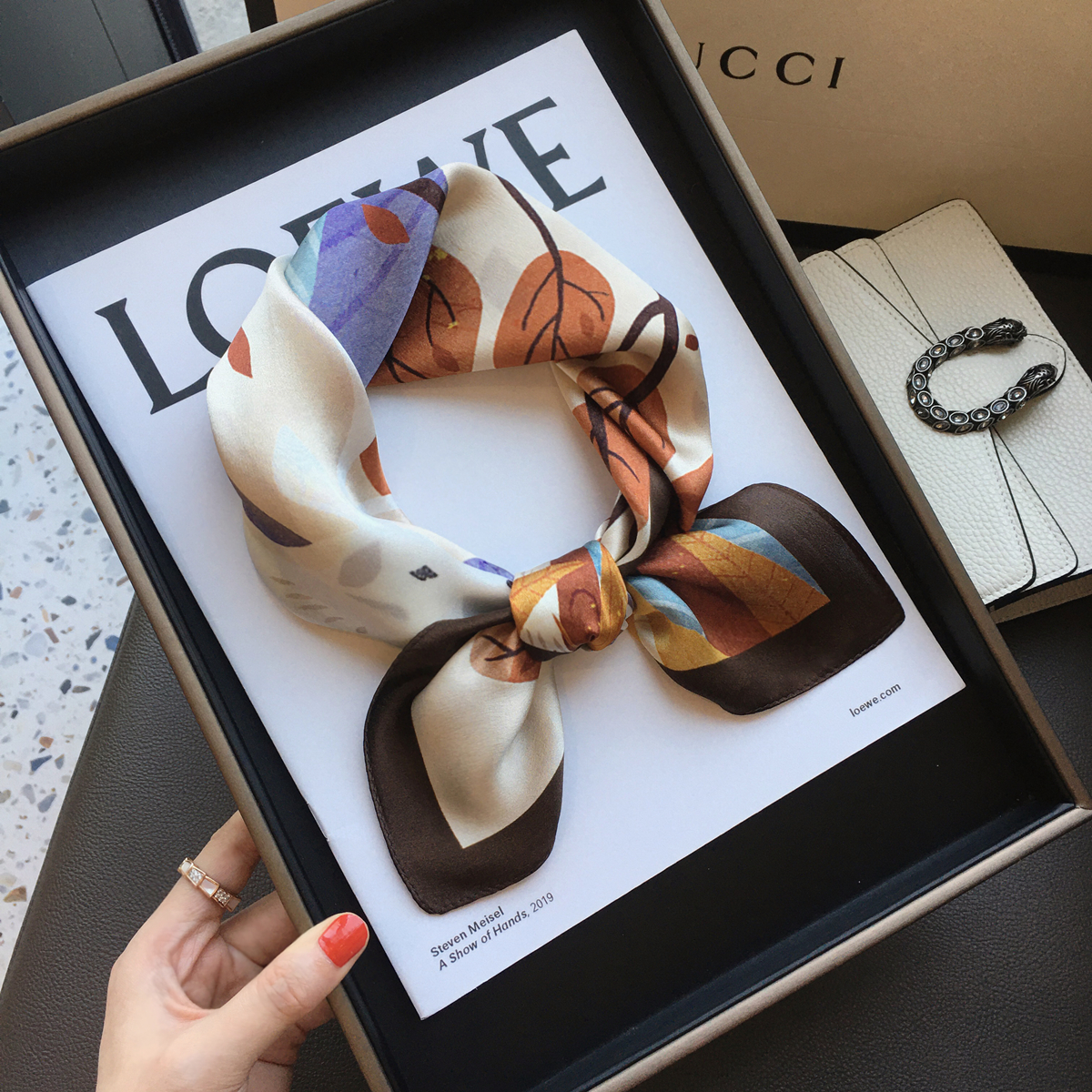 枫叶小鹿真丝丝巾领巾小方巾