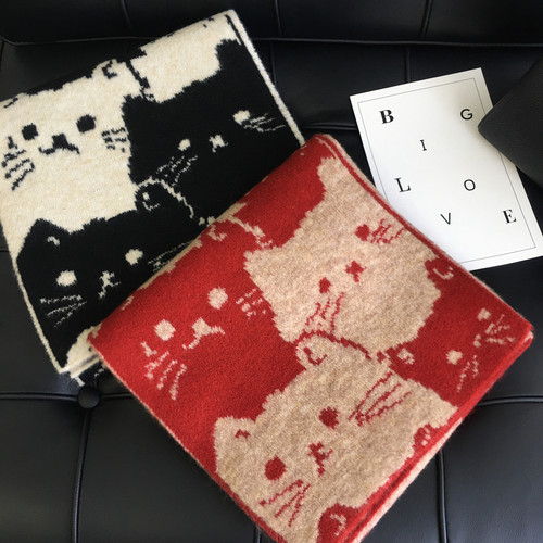 2025冬季新款韩版百搭可爱猫咪混羊毛围巾护颈椎户外保暖学生围脖