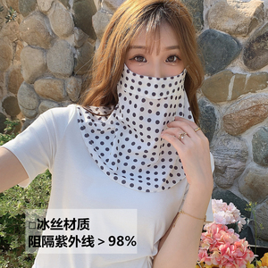 小溜夏季防晒面纱女遮阳冰丝口罩透气护颈面罩全脸薄款可调节脸罩