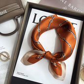 百搭经典 韩版 锁链桑蚕丝真丝丝巾围巾领巾53cm小方巾 新款 2026春季