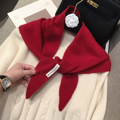 高品质100%澳洲羊毛围巾女韩国纯色百搭WOOL纯羊绒披肩三角巾围脖