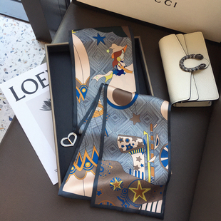 2026春季百搭童话魔女仿真丝丝巾长条领巾职业装饰围巾绑包包飘带