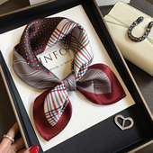 高级气质拼色多元 素真丝丝巾杭州丝绸100%桑蚕丝围巾领巾53cm方巾