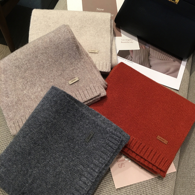 小溜家2025冬季新款韩国设计款WOOL100%羊毛围巾情侣纯色保暖围脖