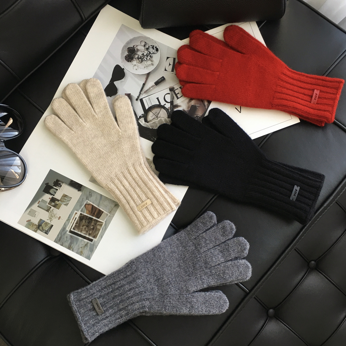 小溜家冬季新款韩国百搭纯色加长户外骑车加厚保暖100%纯羊毛手套