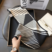 韩版 饰领巾细窄围巾 仿真丝丝巾女长条飘带装 条纹波点多元 素春秋季