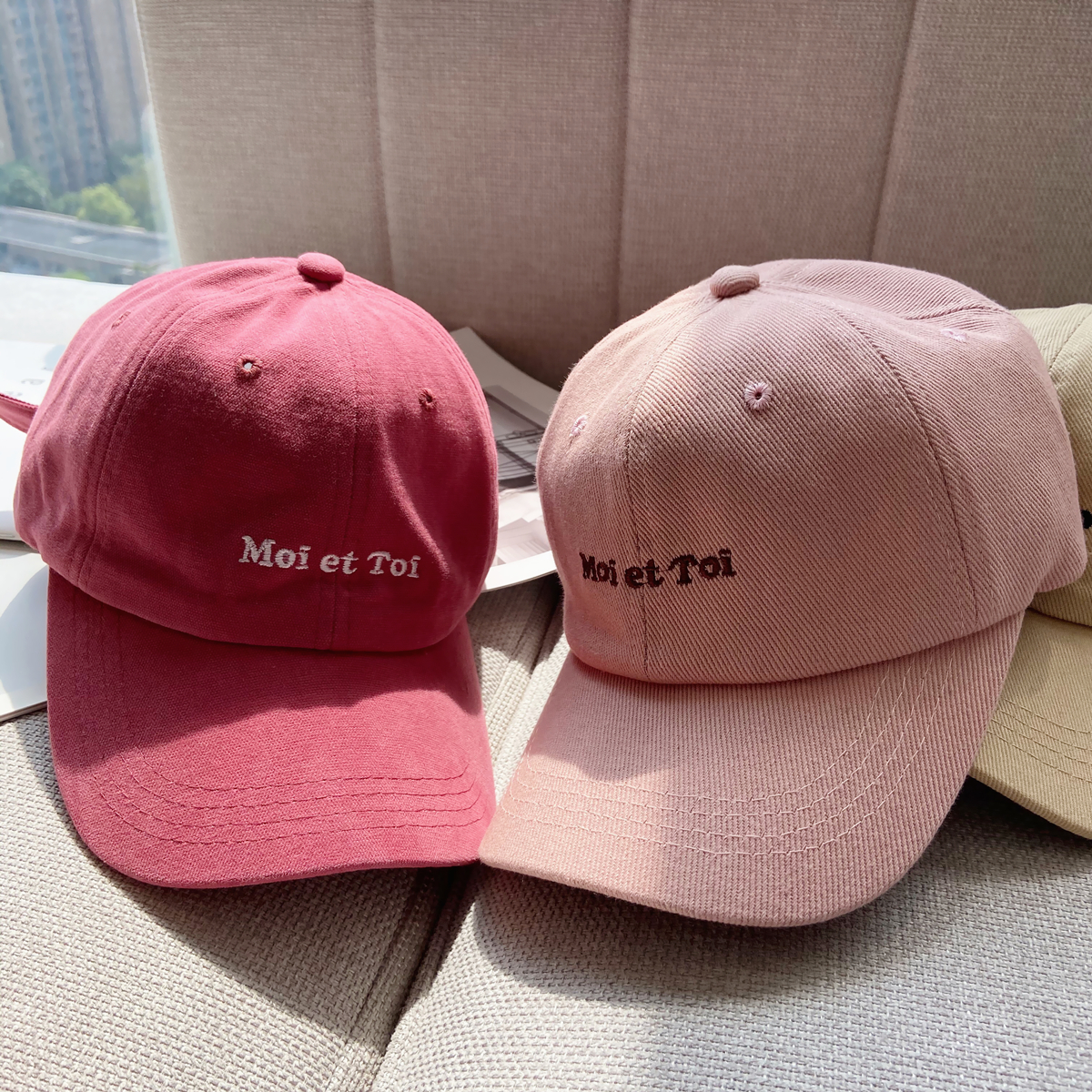 小溜棒球帽女粉色鸭舌帽韩版显脸小遮阳帽ins字母时尚夏天帽子潮