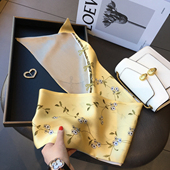 真丝围巾百搭宫廷花朵古典扣100%桑蚕丝丝巾女双面装 饰领巾披肩秋