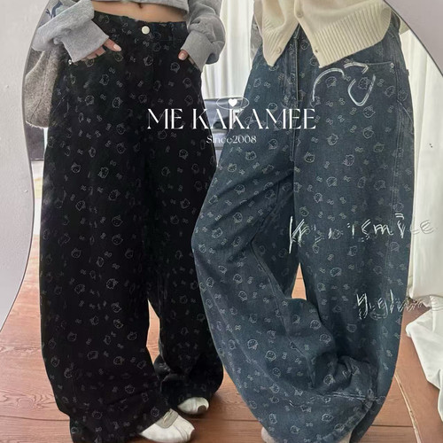 ME KAKAMEE-新品好特别冼水3D手绘KT牛仔裤牛仔裤C0982