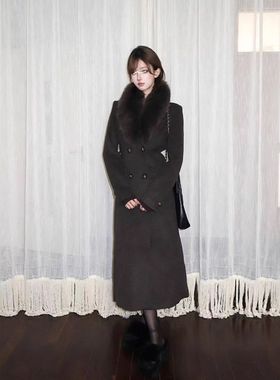 毛领大衣E10251网红款优雅收腰拆配可显瘦正肩冬季气质外套韵味女