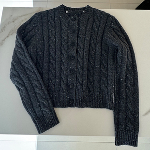 短款 王炸单品 细闪亮片绵羊毛麻花编织开衫