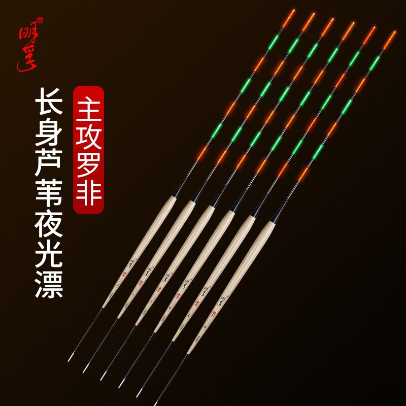 明孚芦苇电子夜光漂罗非专用漂长身底钓鲫鱼漂高灵敏日夜两用双尾