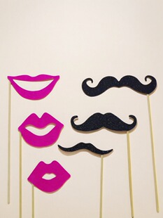 影楼拍照道具舞会手持面具眼镜八字胡胡子红嘴唇红唇美女绅士胡子