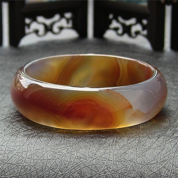 天然巴西玛瑙手镯/加厚不加宽/原色无优化/精美纹理/蜜糖色玉髓