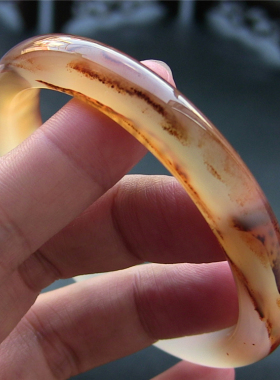 天然巴西玛瑙手镯/加厚不加宽/精美纹理/水润通透玉髓705