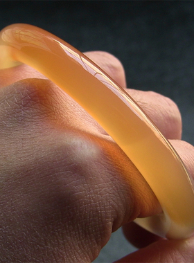 天然巴西玛瑙手镯/复古圆条/香橙色玉髓/水润通透1905