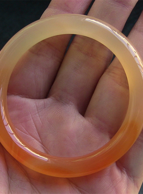 天然巴西玛瑙手镯/复古圆条/香橙色玉髓/精美纹理1925