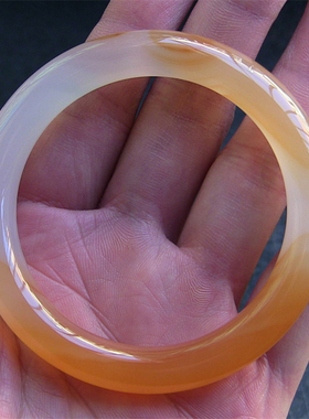 天然巴西玛瑙手镯/复古圆条/香橙色玉髓/水润玉髓1946