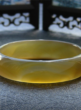 天然巴西加宽蜜糖色佳品玛瑙手镯