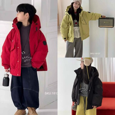 布芮欧2025冬款男女童工装儿童连帽羽绒服90白鸭绒加厚外套18137