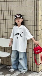 童乐鱼2026夏款男童韩版翻领字母polo短袖T恤儿童半袖上衣潮86053