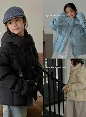 瑭伽2024冬新款女童羽绒服儿童白鸭绒唐家外套连帽加厚洋气28051