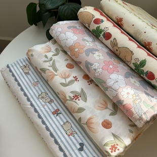 清新柔软纯棉小花花卡通纯棉40支床单被套枕套被子单双人宿舍 包邮