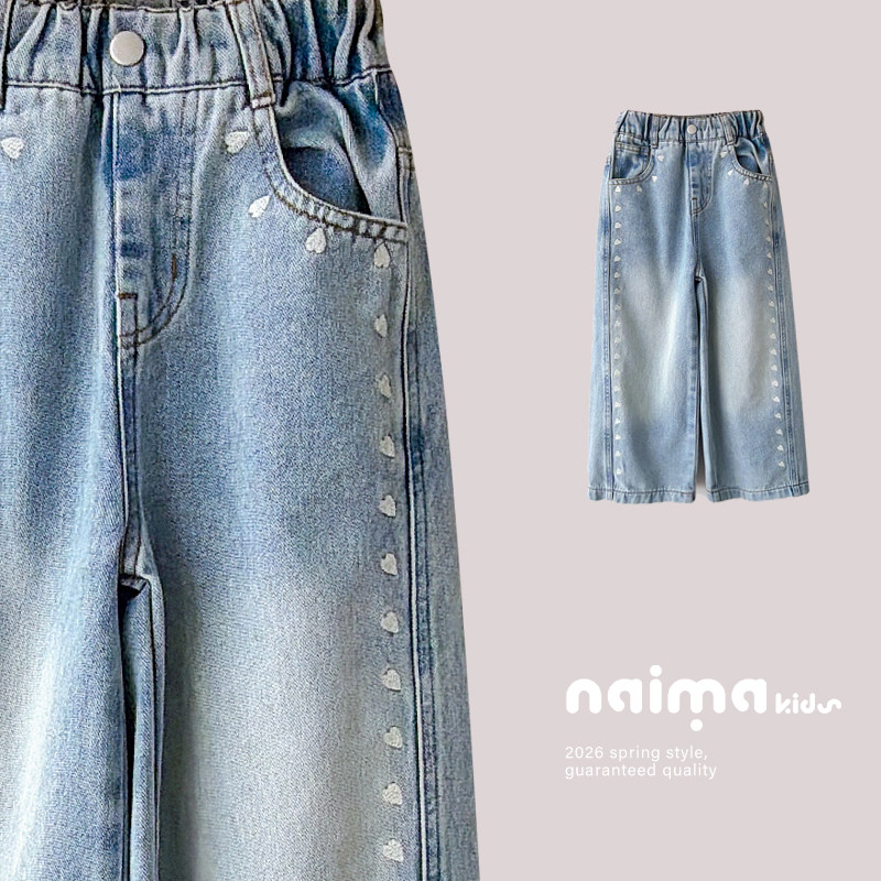 女童牛仔裤2026春秋新款洋气春季儿童装女孩时髦8直筒9裤子10岁潮