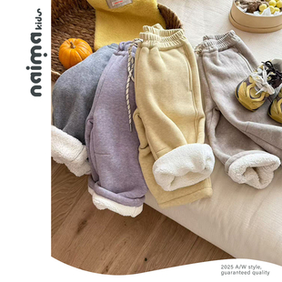 2025新款 韩版 秋季 女孩百搭加厚裤 女童加绒卫裤 儿童装 子 小暖炉