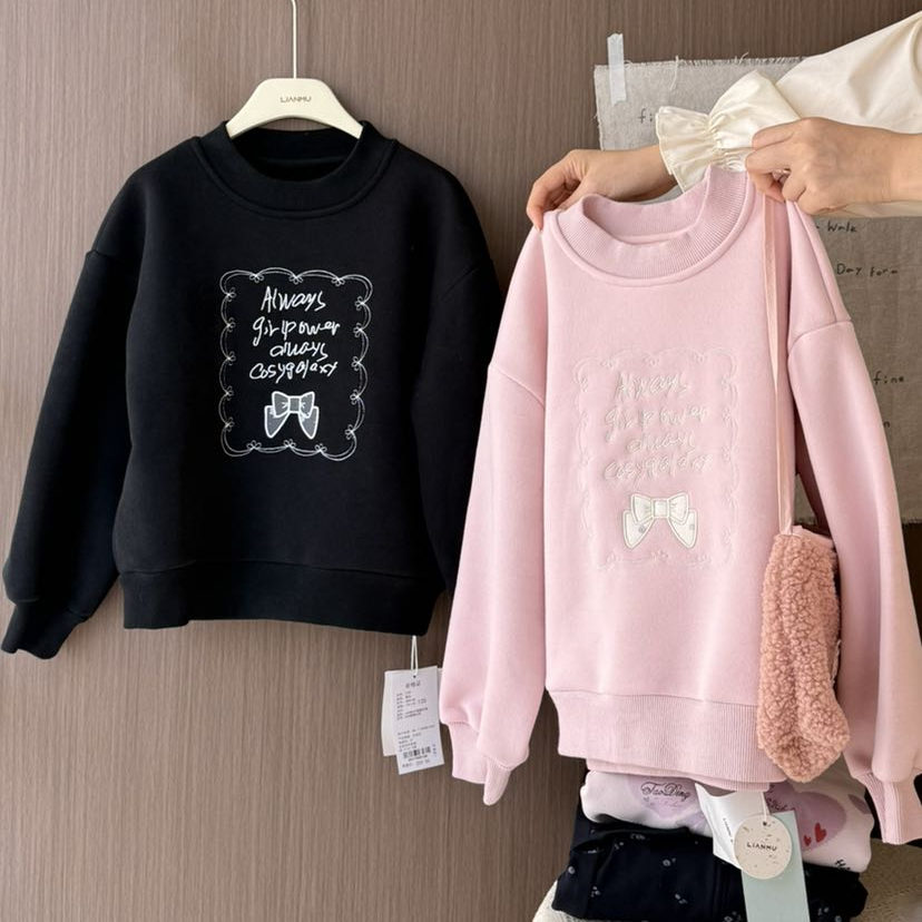 【恋m新款】女童加绒卫衣2025秋冬新款韩版洋气中大装加厚一体绒