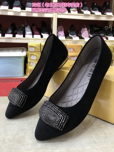 老北京布鞋软底防滑平跟带钻高跟一脚蹬套脚工作休闲女鞋潮黑单鞋