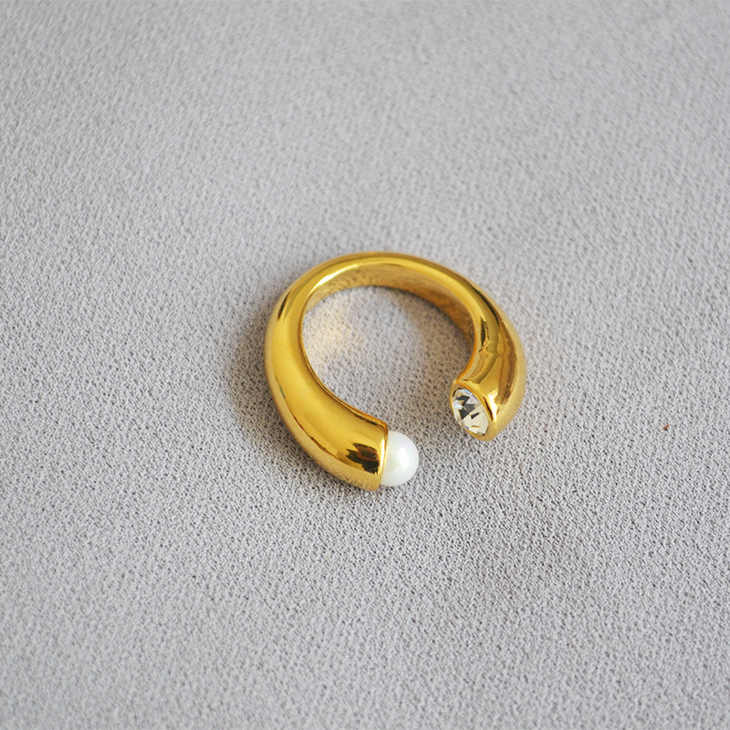 小众时髦夸张电镀真金镶嵌珍珠