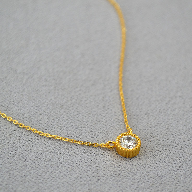 日韩时尚简约黄铜镀金项链锁骨