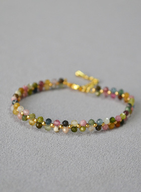 复古手链串珠小众碧玺法式女