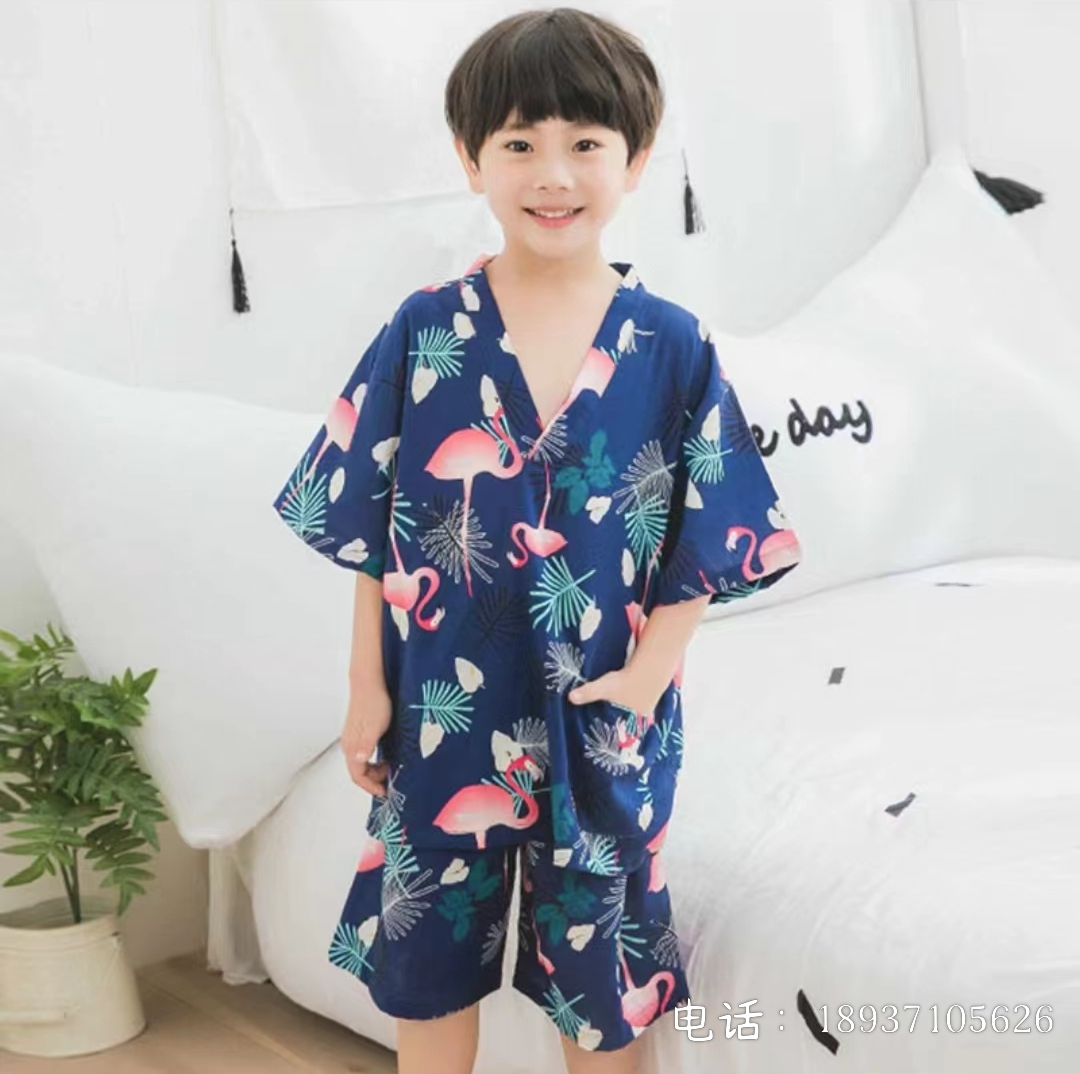 儿童汗蒸服男童纯棉小孩宝宝桑拿服卡通图案亲子套装可爱女孩浴衣