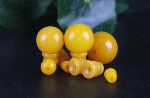 天然原矿鸡油黄蜜蜡三通塔佛全套天然保真佛头顶珠配珠手串配饰